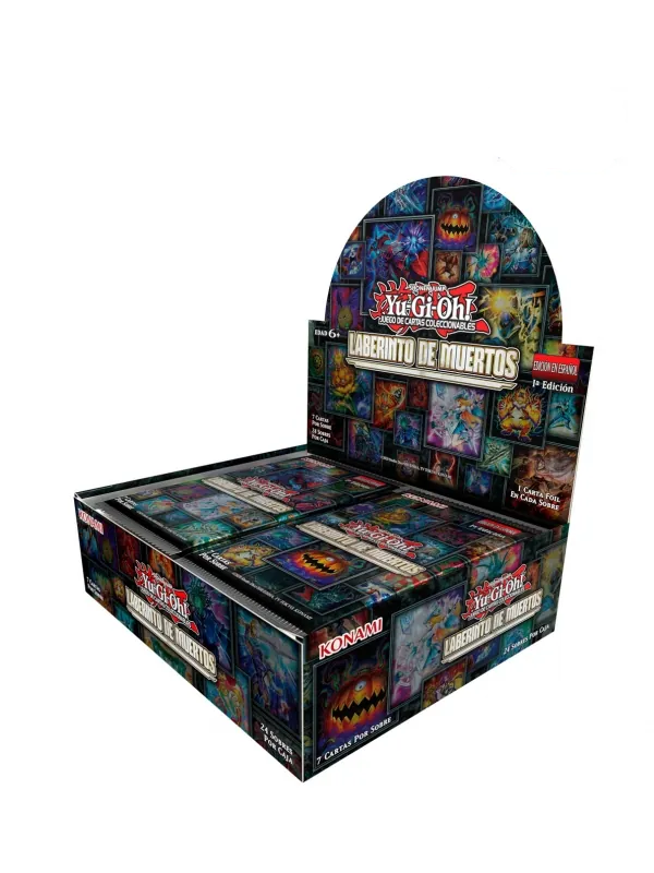 Yu-Gi-Oh! Maze of Muertos Sammelkarten Display von Caiko TCG, zeigt die Karten im Verpackungskarton