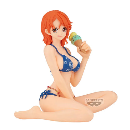 Ocio One Piece Nami Sommerstil Figur 11cm mit glitzerndem, glamourösem Design, detailreiche Anime-Figur in sommerlichem Stil