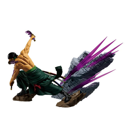 Detaillierte Roronoa Zoro Figur aus One Piece Theorama Soul, 21 cm hoch, von Ocio, zeigt Zoro mit Schwertern in Pose